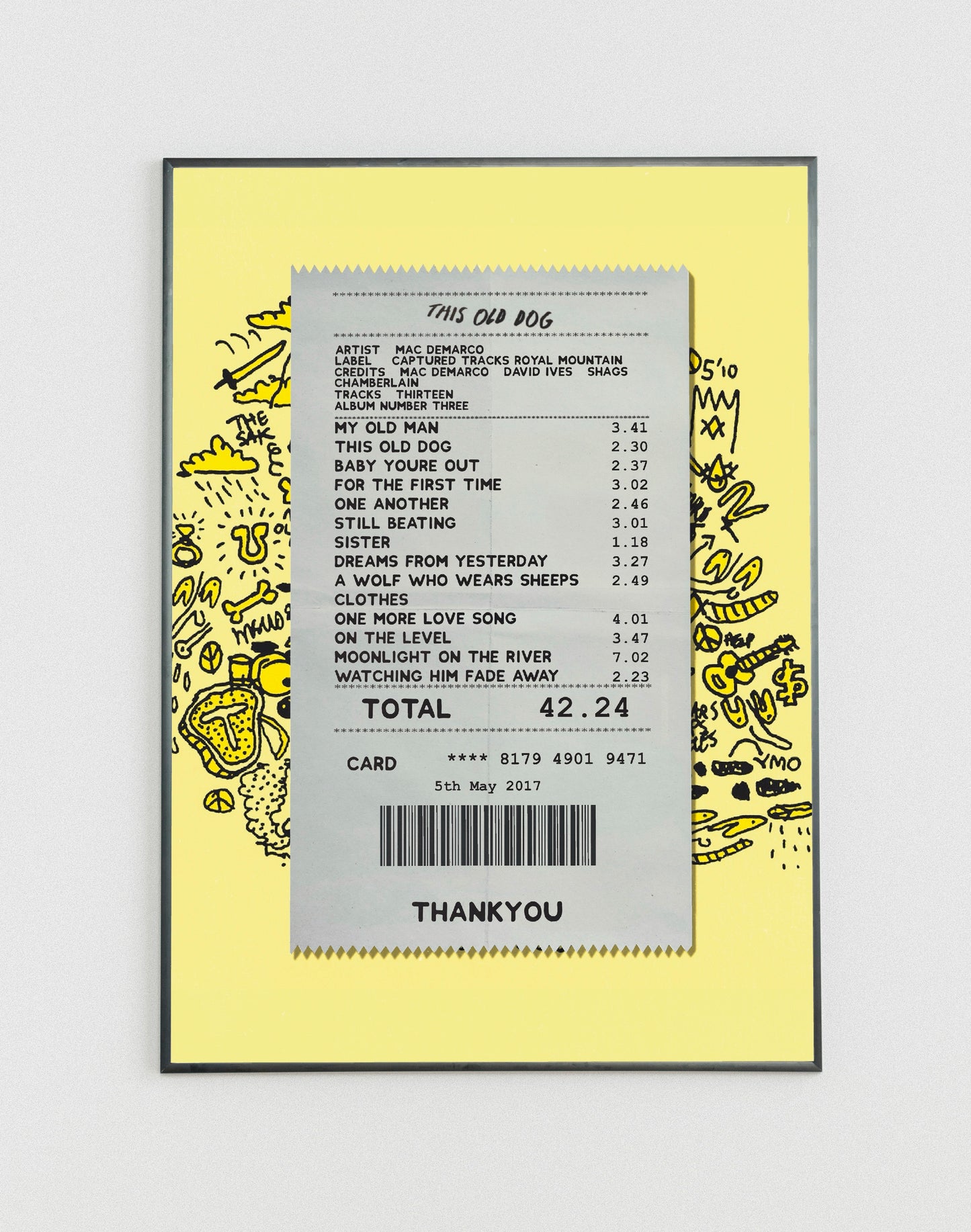 Mac DeMarco This Old Dog receipt poster