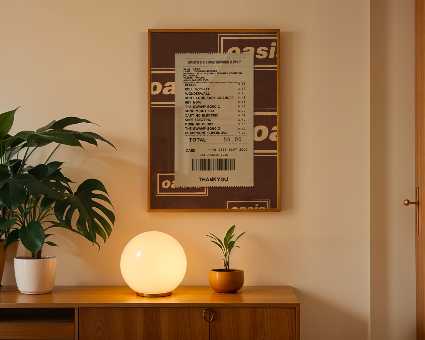 Oasis Morning Glory receipt poster