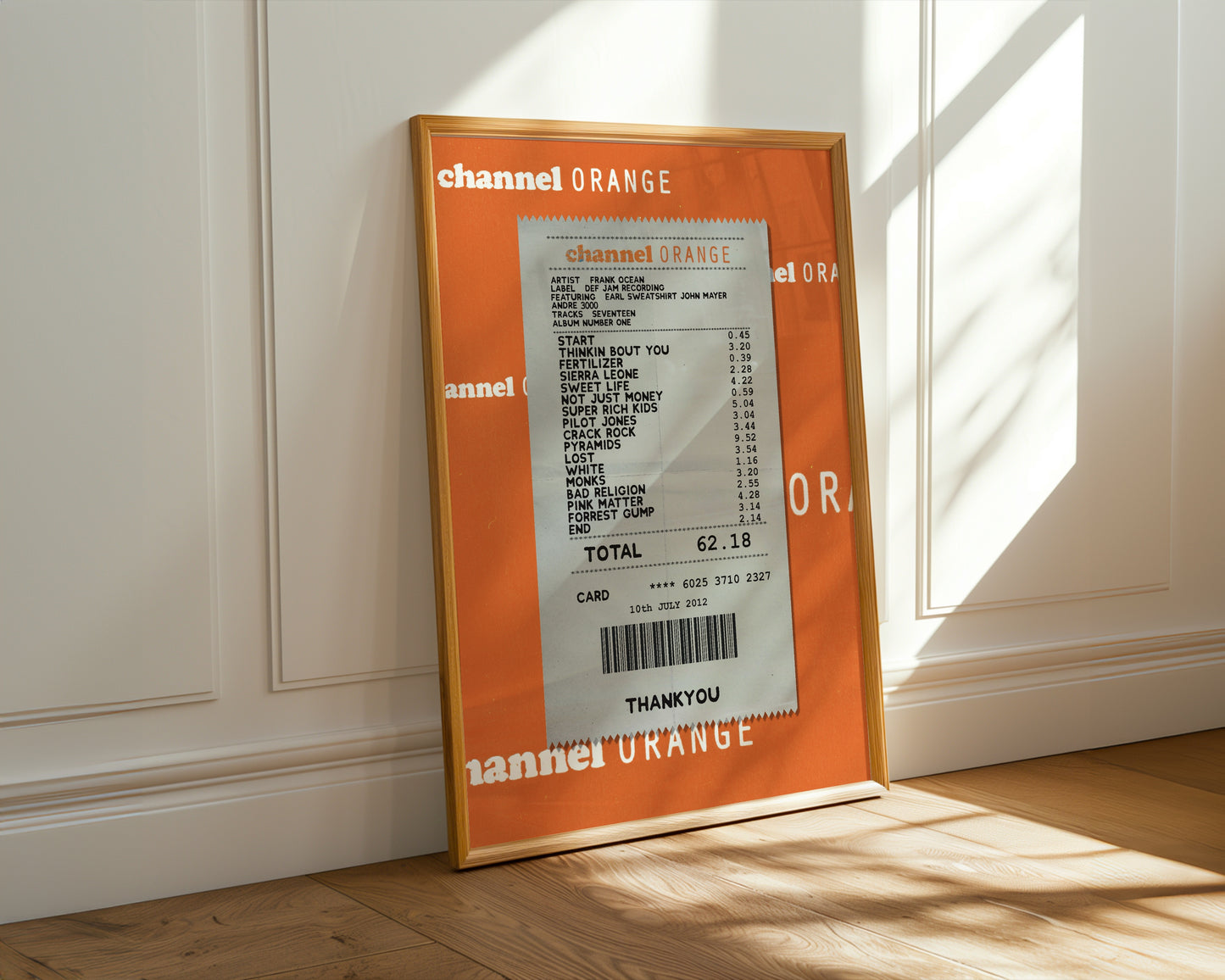 Frank Ocean Channel Orange receipt poster
