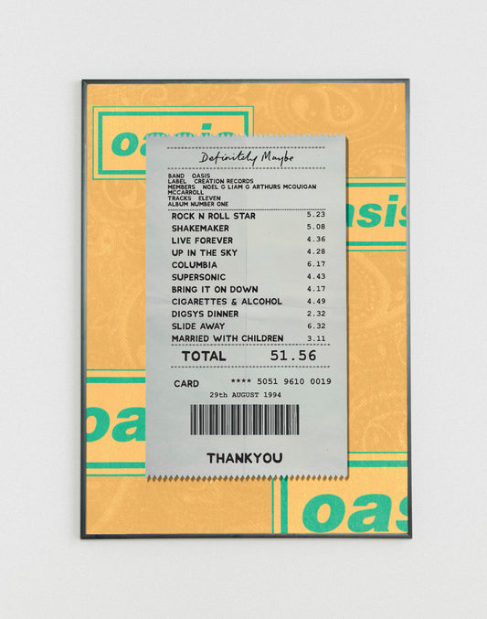 Oasis Definitely Maybe receipt poster