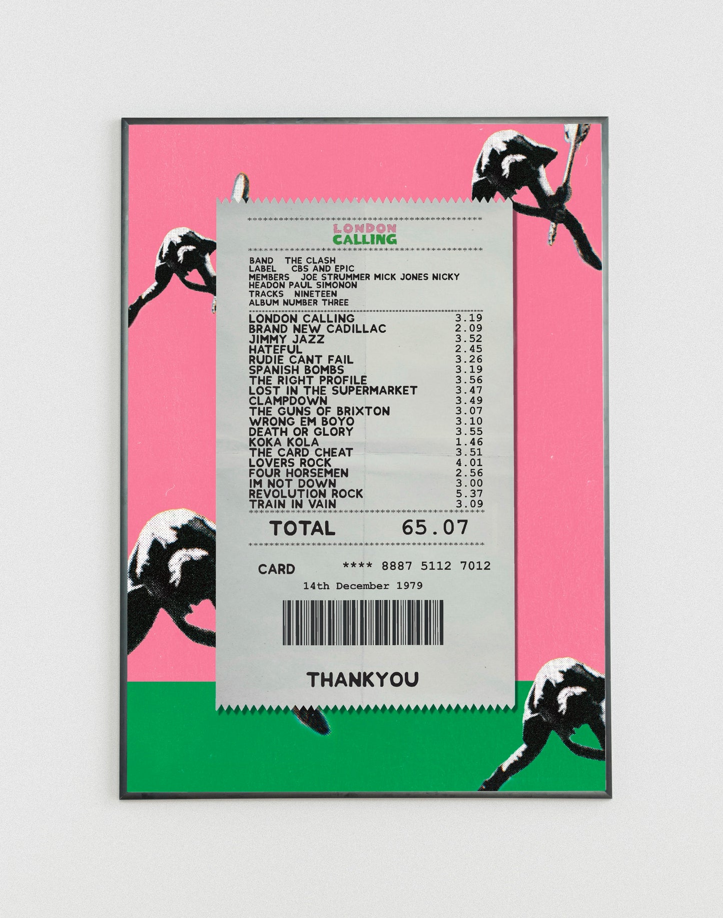 The Clash London Calling receipt poster