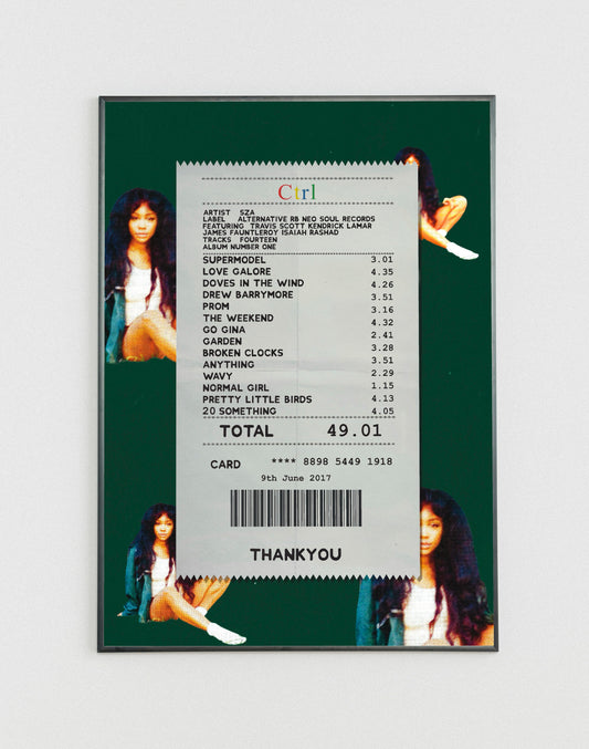 SZA Ctrl receipt poster