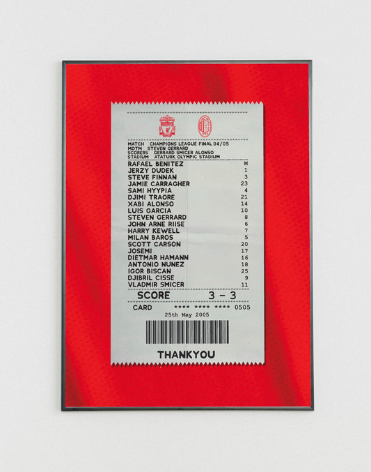 Liverpool 2005 UCL Final match receipt poster