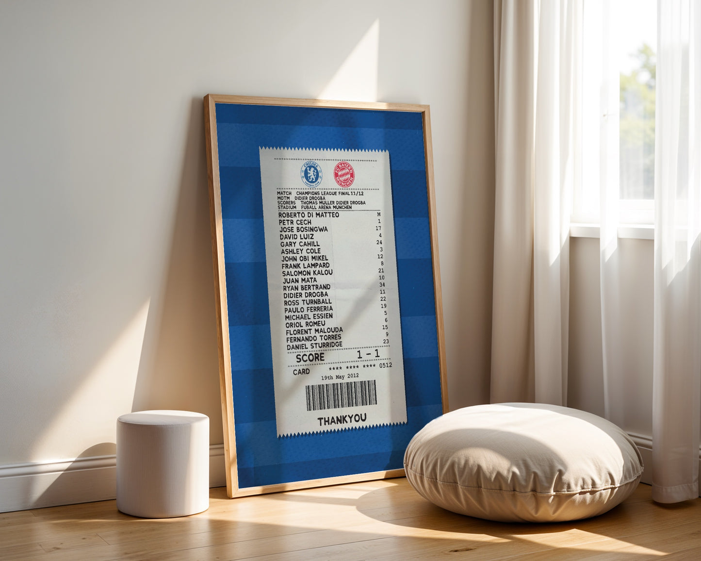 Chelsea 2012 UCL Final match receipt poster