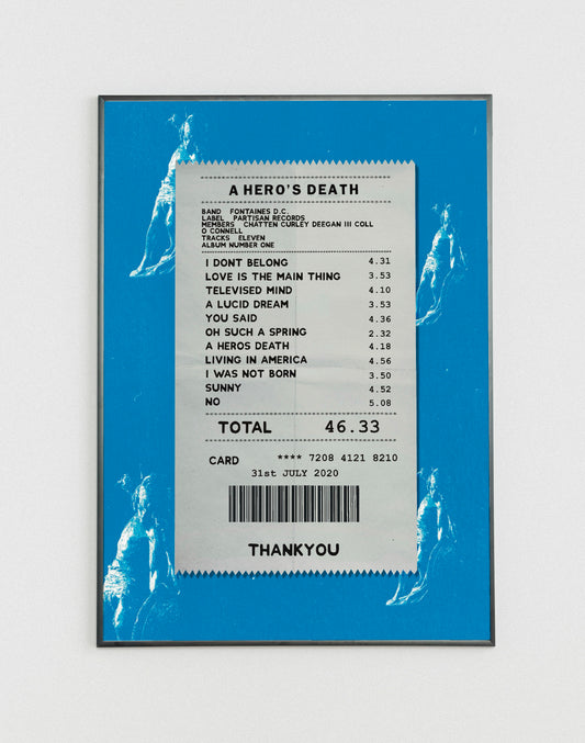 Fontaines D.C. Hero’s Death receipt poster