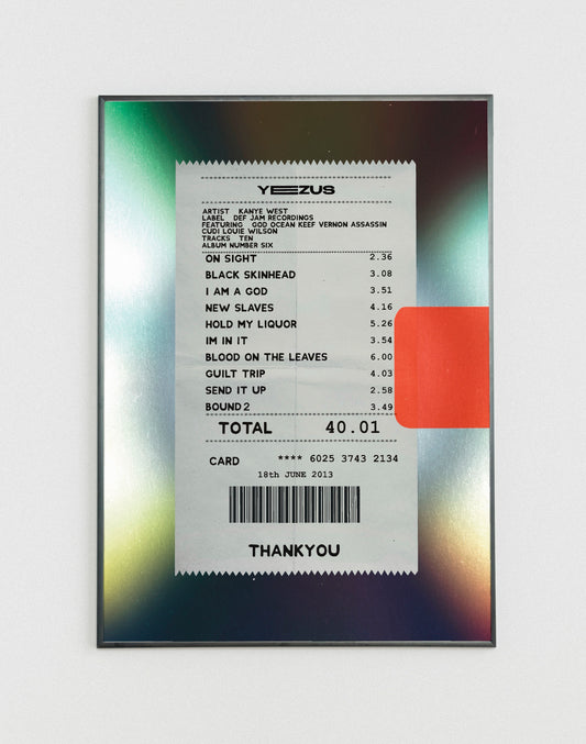 Kanye West Yeezus receipt poster