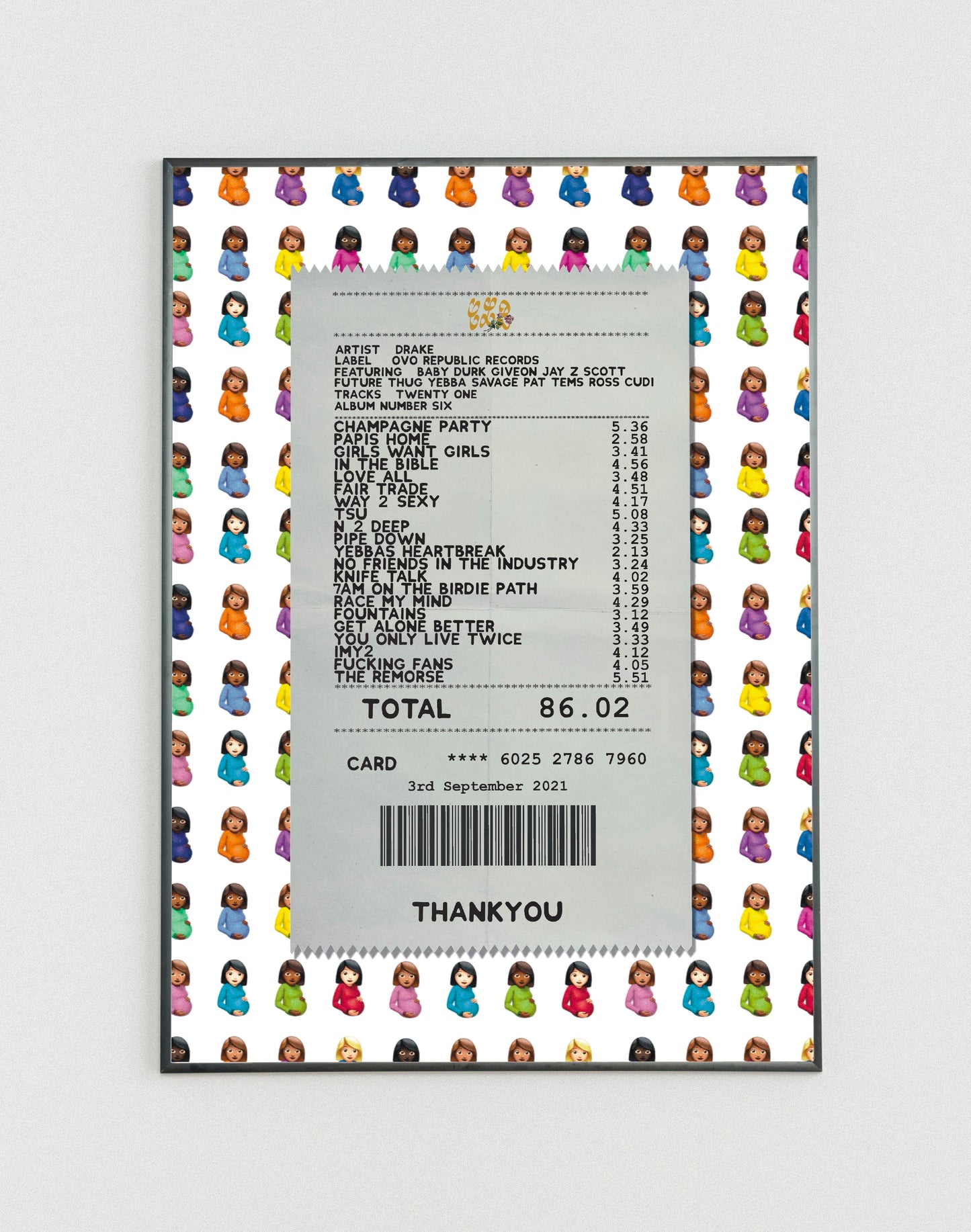 Drake Certified Lover Boy receipt poster