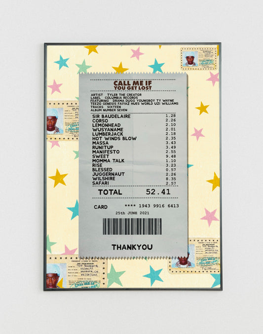 Tyler the Creator Call me if you get lost receipt poster