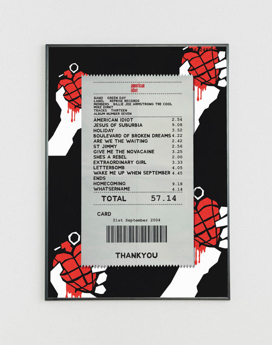 Green Day American Idiot receipt poster