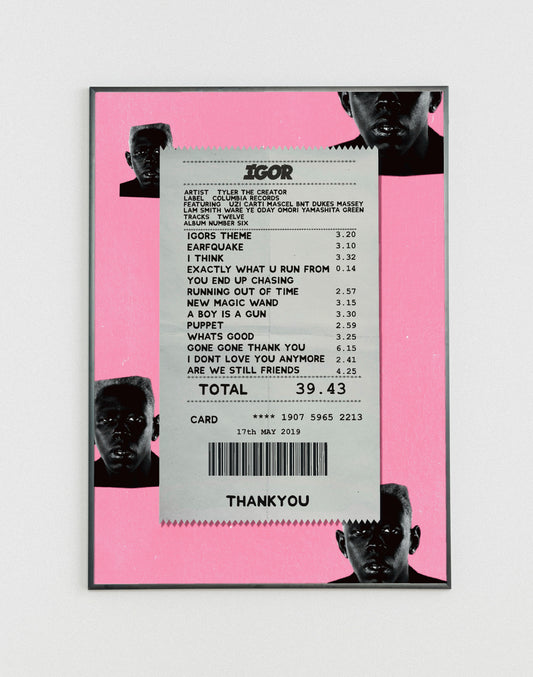 Tyler the Creator Igor receipt poster