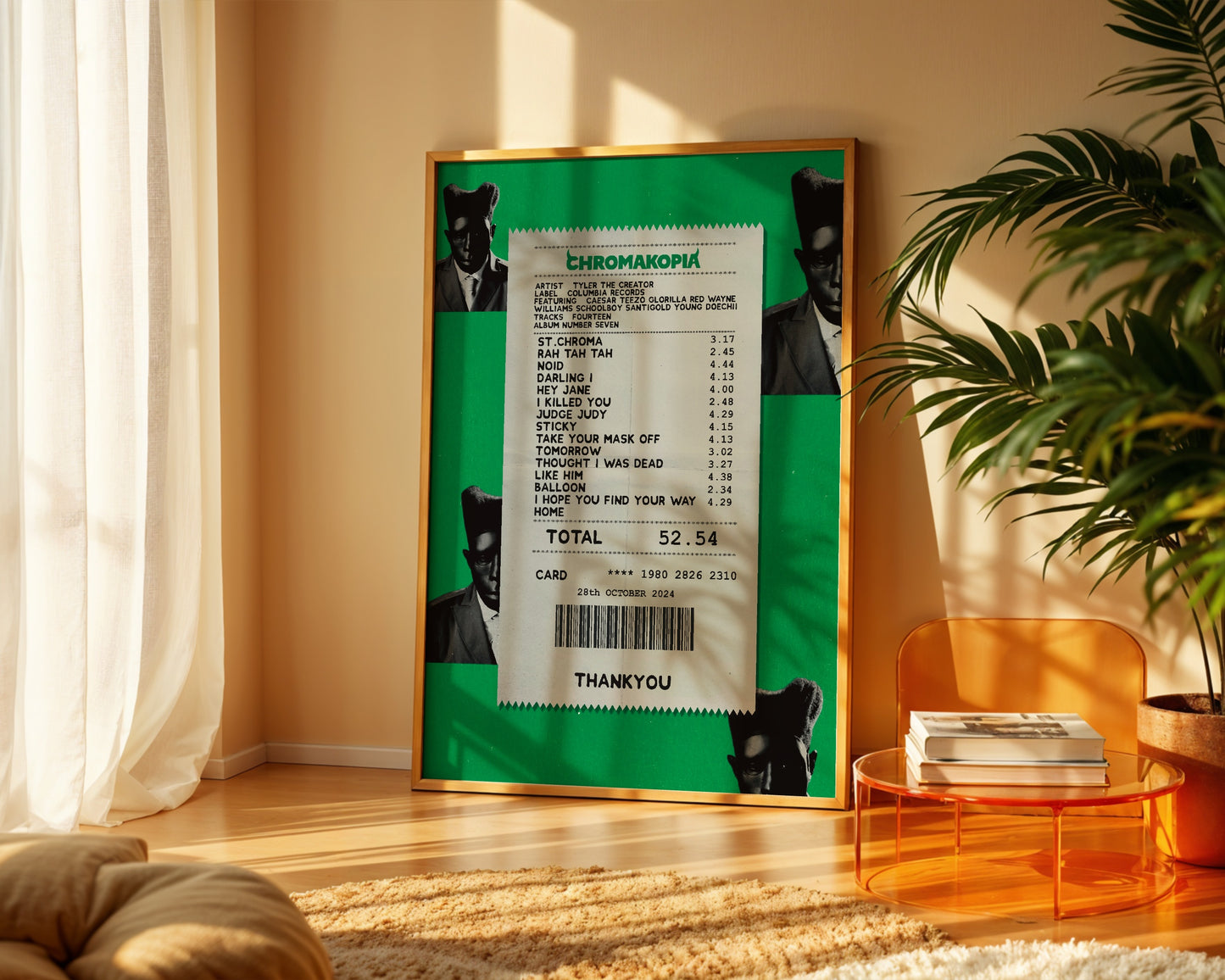 Tyler the Creator Chromakopia receipt poster