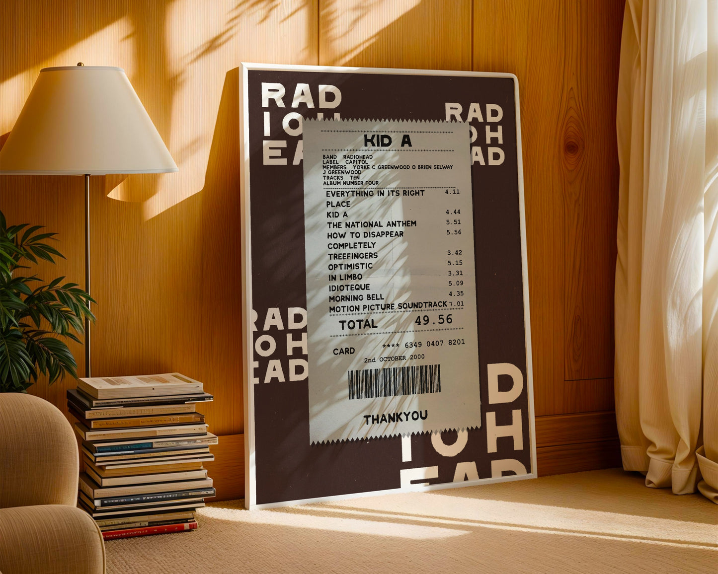 Radiohead Kid A receipt poster