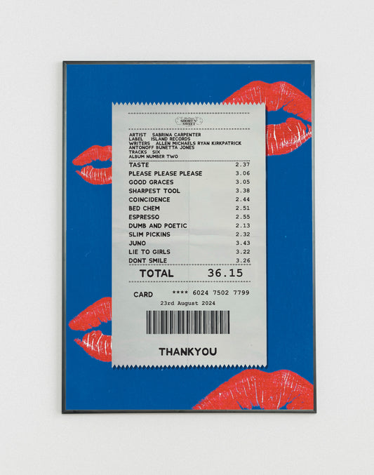 Sabrina Carpenter Short n Sweet receipt poster