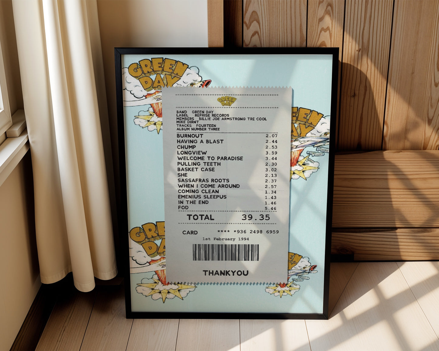 Green Day Dookie receipt poster