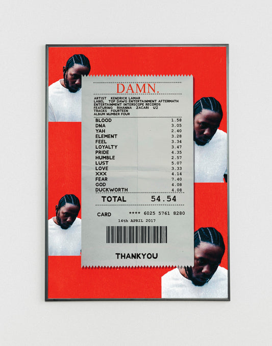 Kendrick Lamar Damn receipt poster