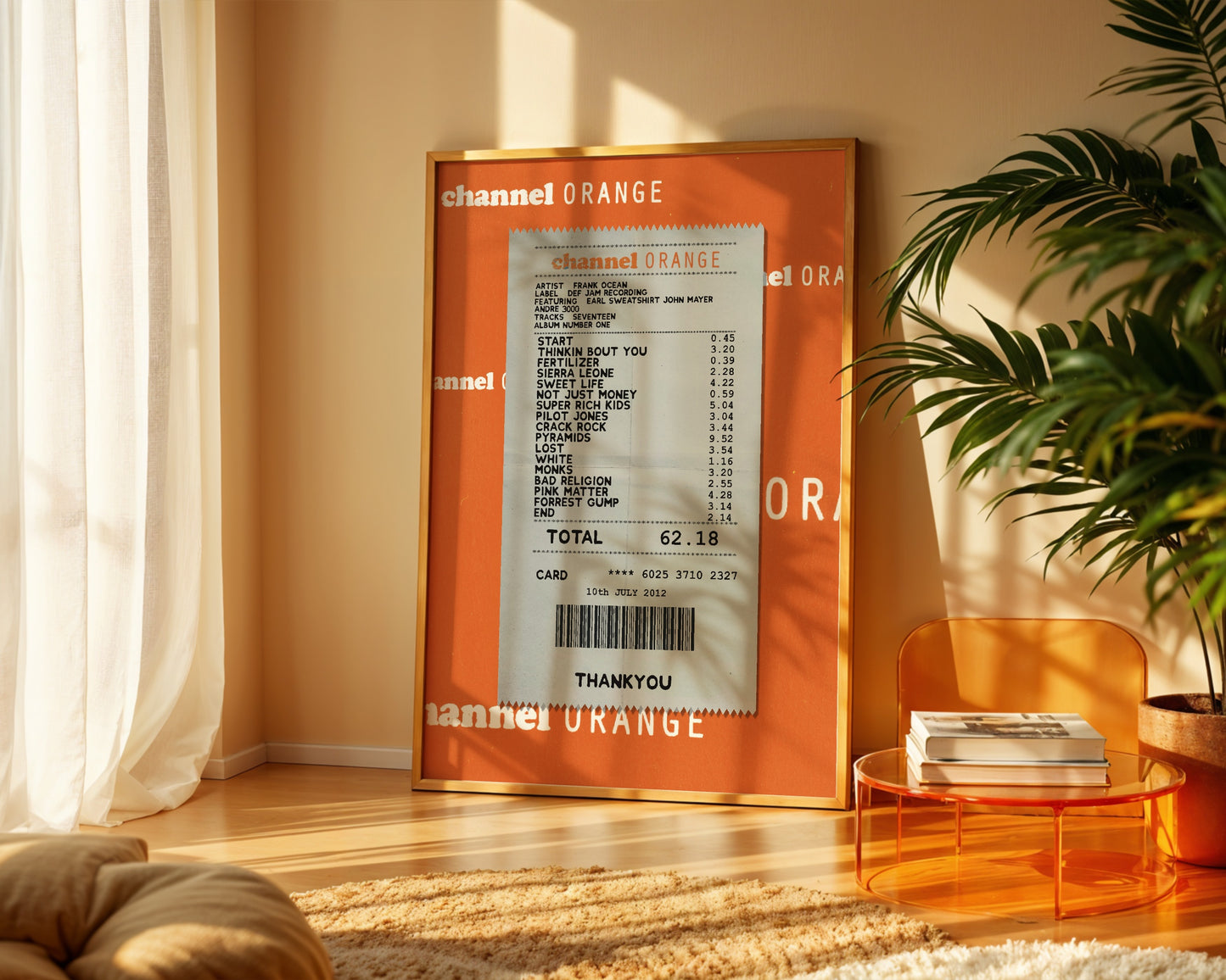 Frank Ocean Channel Orange receipt poster