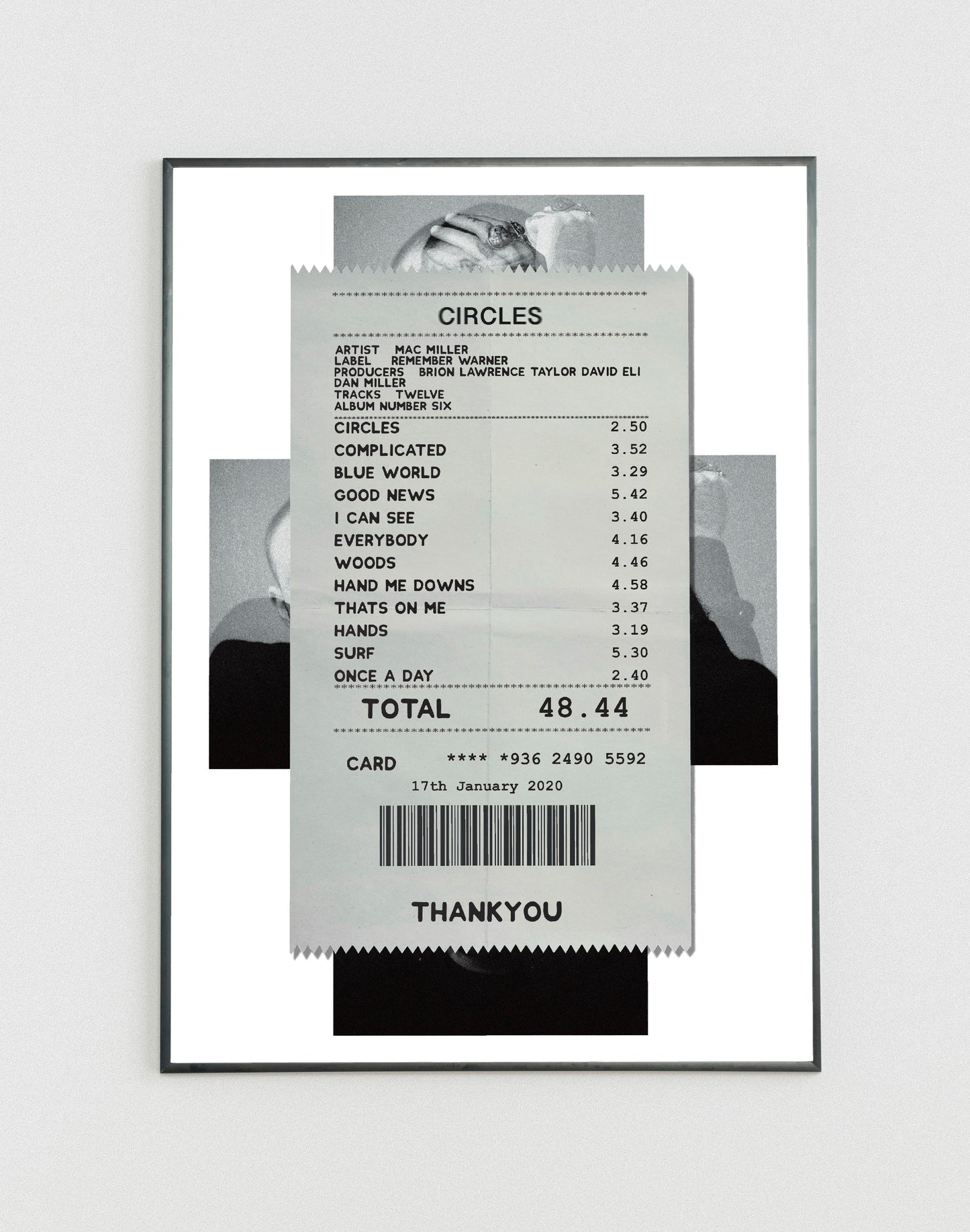 Mac Miller Circles receipt poster