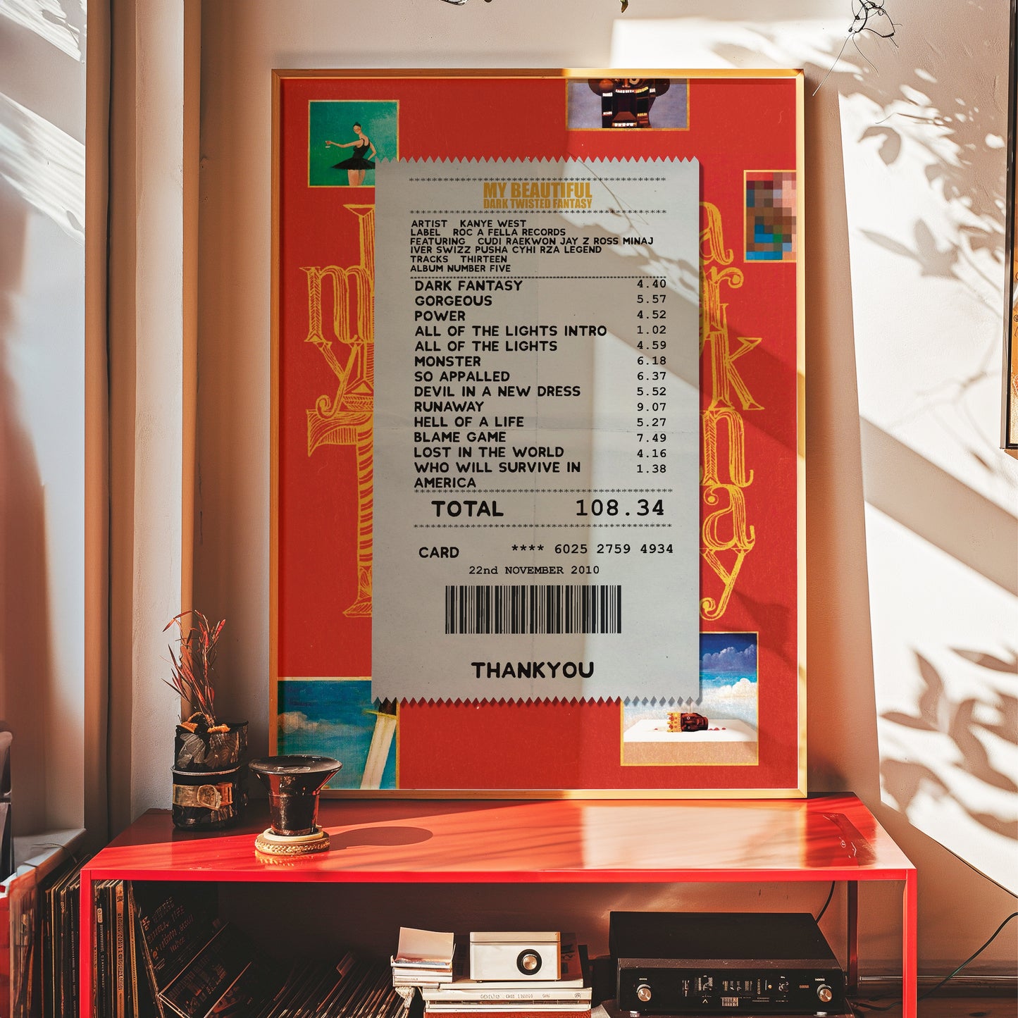 Kanye West My Beautiful Dark Twisted Fantasy receipt poster