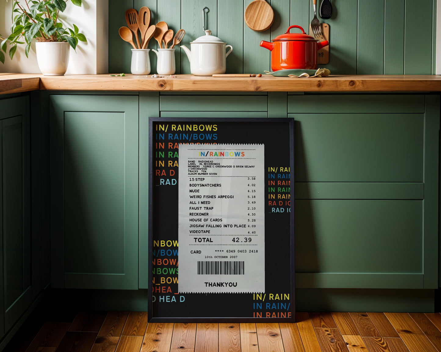 Radiohead In Rainbows receipt poster