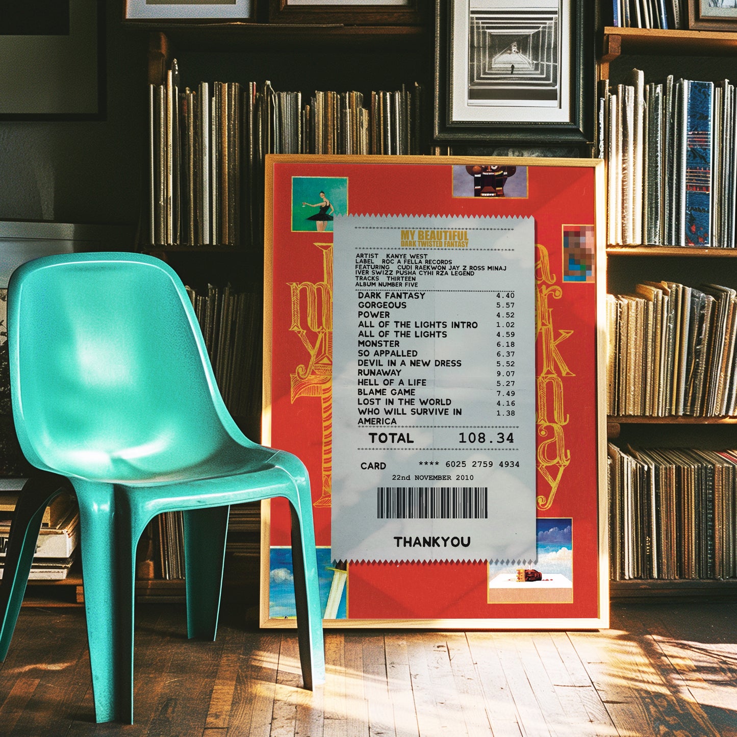 Kanye West My Beautiful Dark Twisted Fantasy receipt poster
