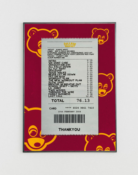 Kanye West College Dropout receipt poster